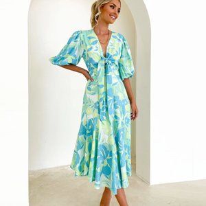 Gingham & Heels Santino Midi Dress - Lime Calypso